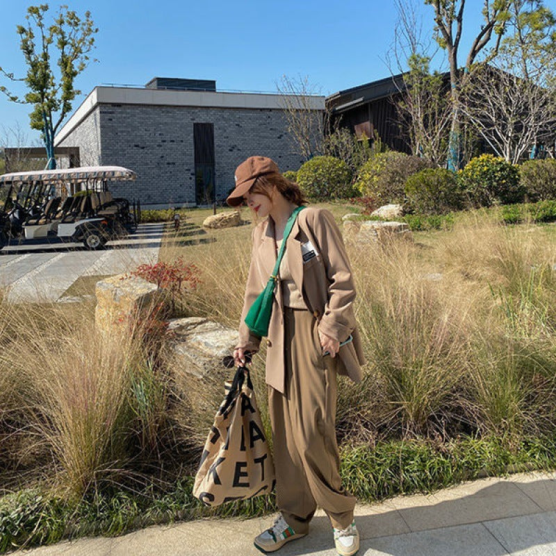 Drape Look Thinner Khaki Suit Pants