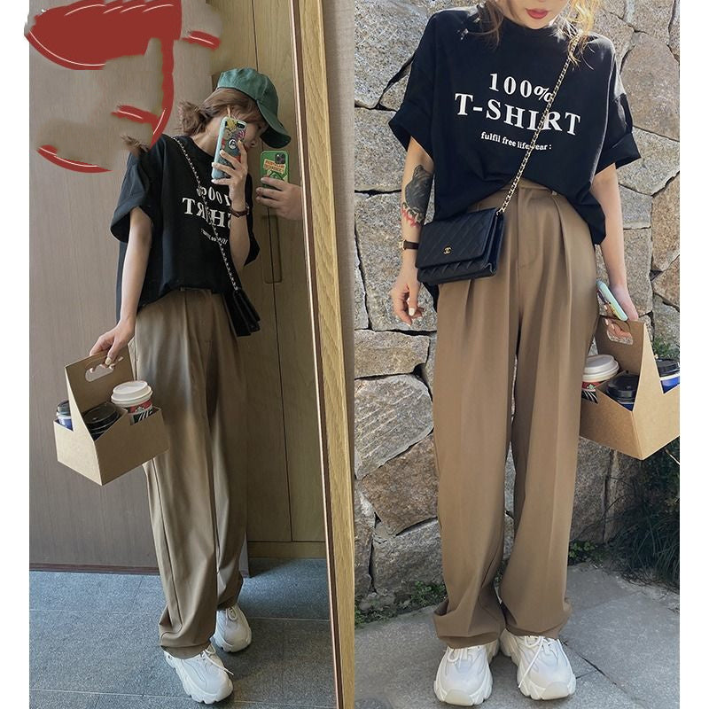Drape Look Thinner Khaki Suit Pants