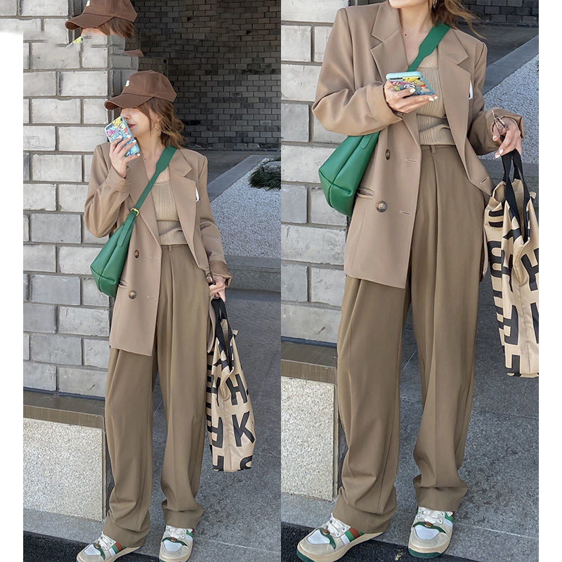 Drape Look Thinner Khaki Suit Pants